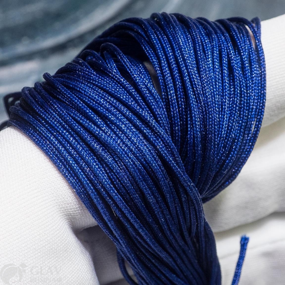 ОПТ (200 метров) Шнур с мерцающим блеском  глубокого сапфирового цвета для изготовления и плетения украшений, полиэстровый, толщиной 1 мм.