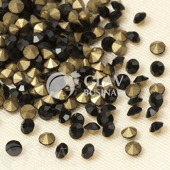ОПТ (10 упак) Стразы ювелирные, хрусталь, цвет черный, ss9 (2.7мм), в упаковке 40шт.