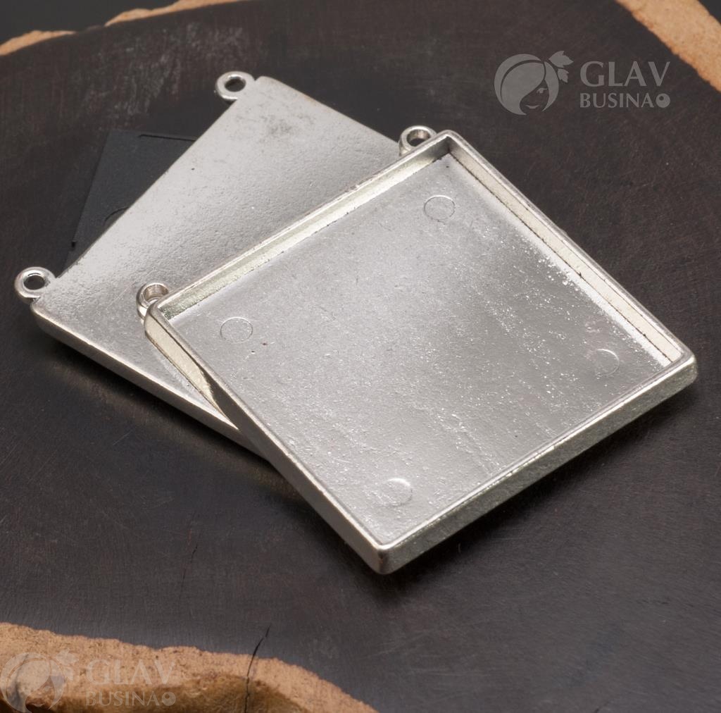 ОПТ (10 шт) Центральный элемент с сеттингом 45х45м, р-р 54х49мм, отв-я 2.6мм, сплав, цвет чернёное серебро.