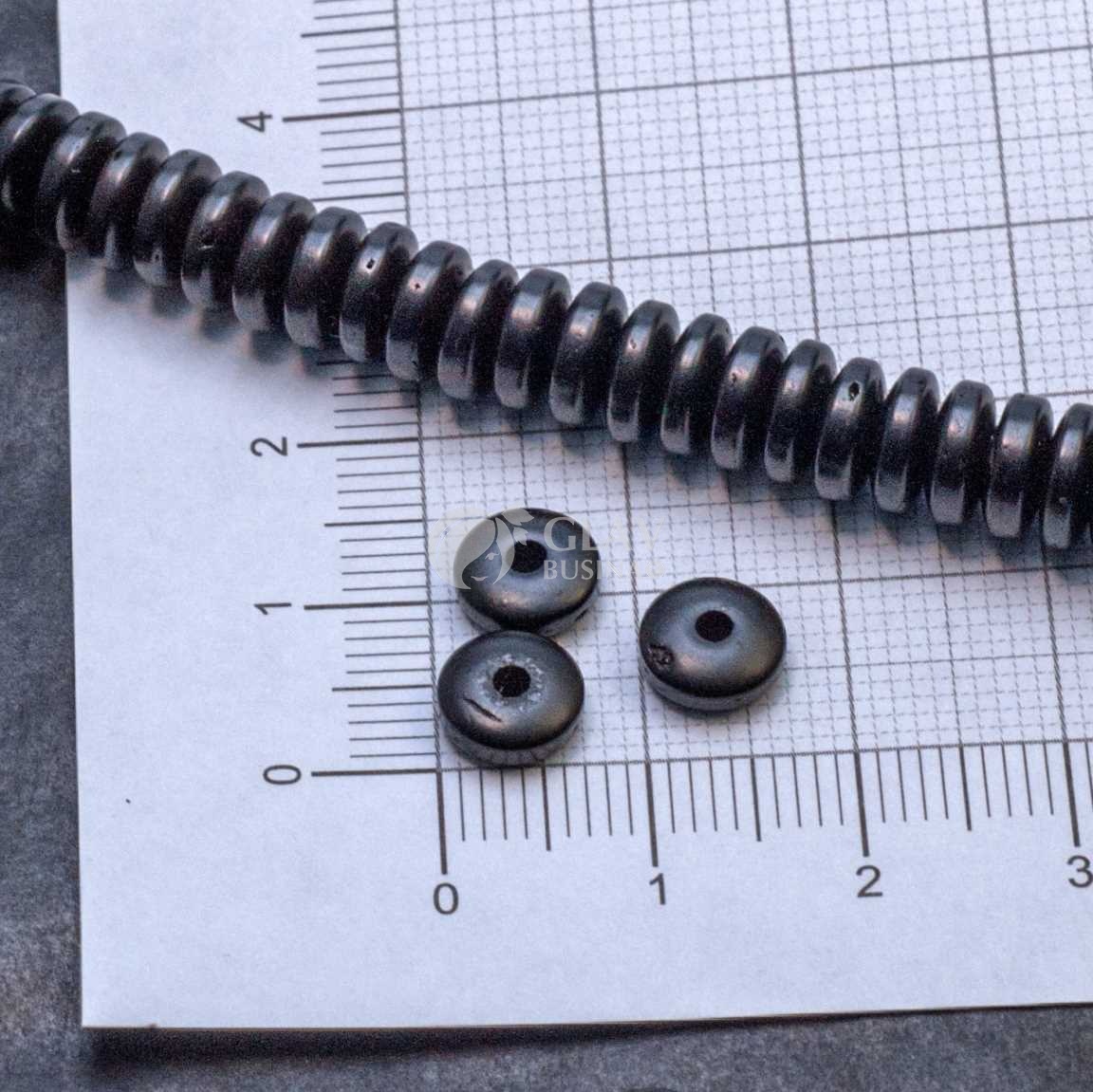 Бусины-хейши из оболочки кокосового ореха, р-р 7х3мм, отв-е 1,5мм, цвет черный.