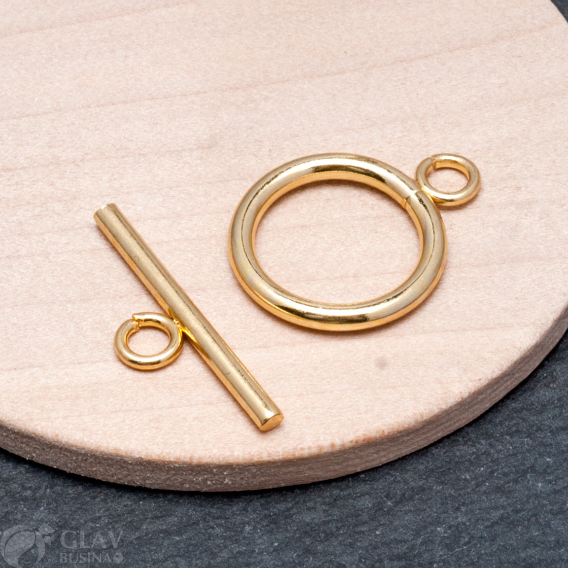 Застёжка тоггл стальная, позолота 18k, кольцо 21х16х2мм, палочка 23х7х2мм, отв-я 3мм.