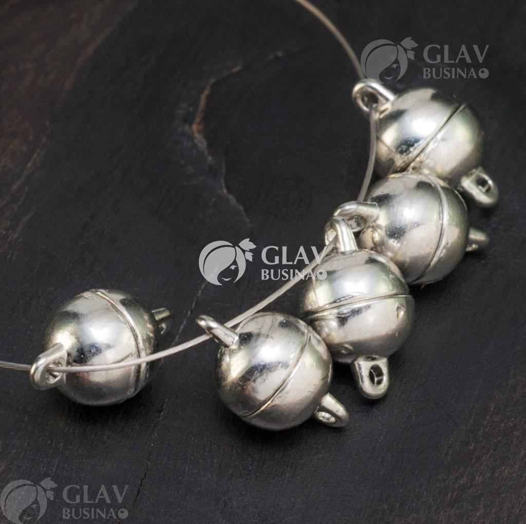 ОПТ (50 шт) Замок магнитный из бижутерного сплава, р-р 13х8мм, отв-я 1.2мм, цвет платина.