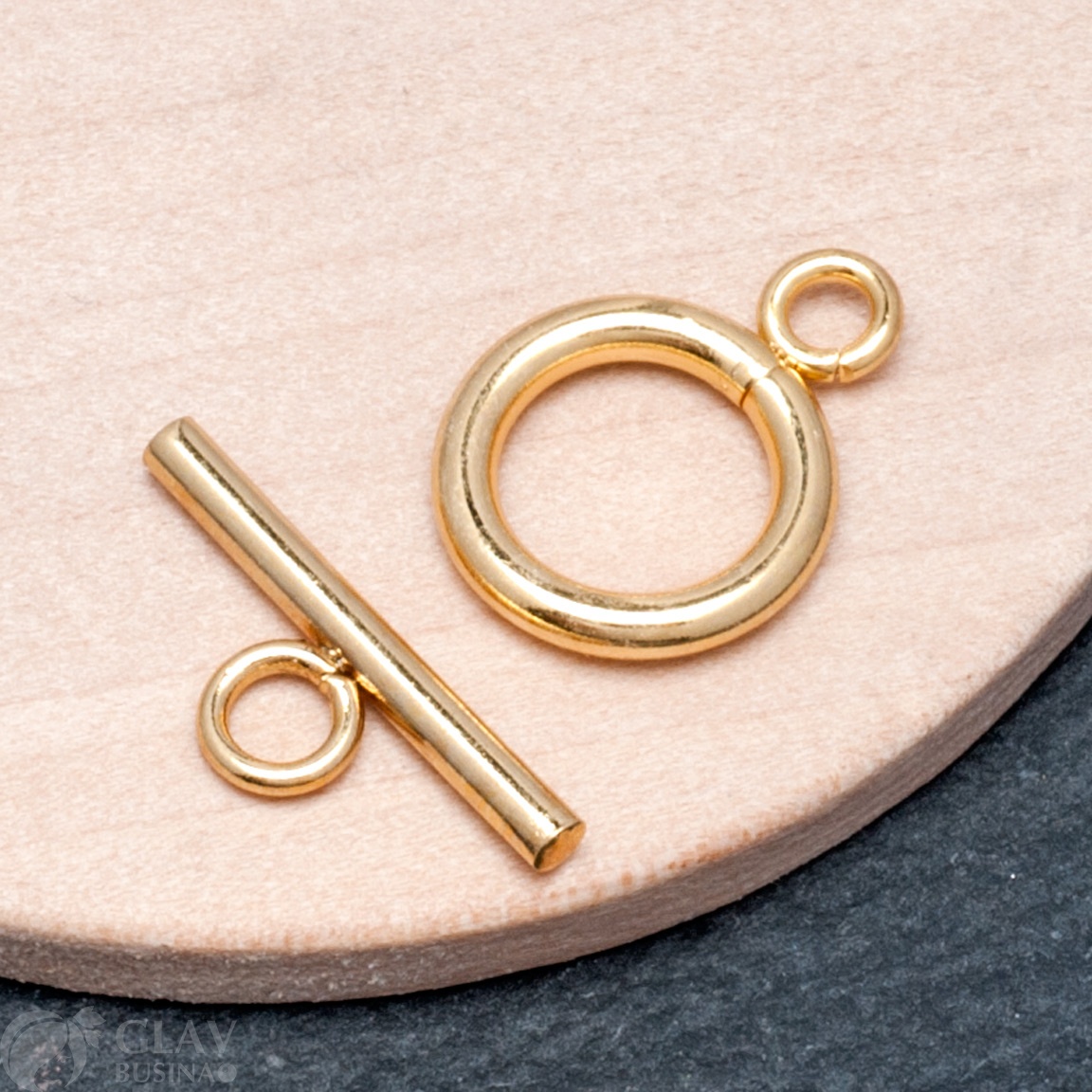 Застёжка тоггл стальная, позолота 18k, кольцо 16х12х2мм, палочка 18х8х2мм, отв-я 3мм.