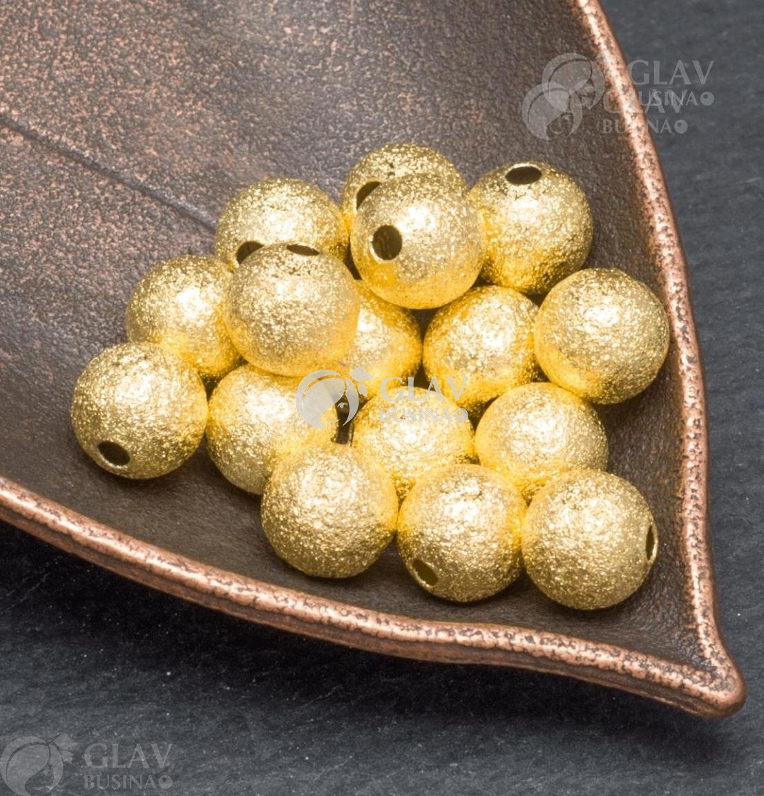 ОПТ (250 бусин) Бусины Звездная пыль латунные, цвет золото, диам. 8мм, отв-е 1.5мм.