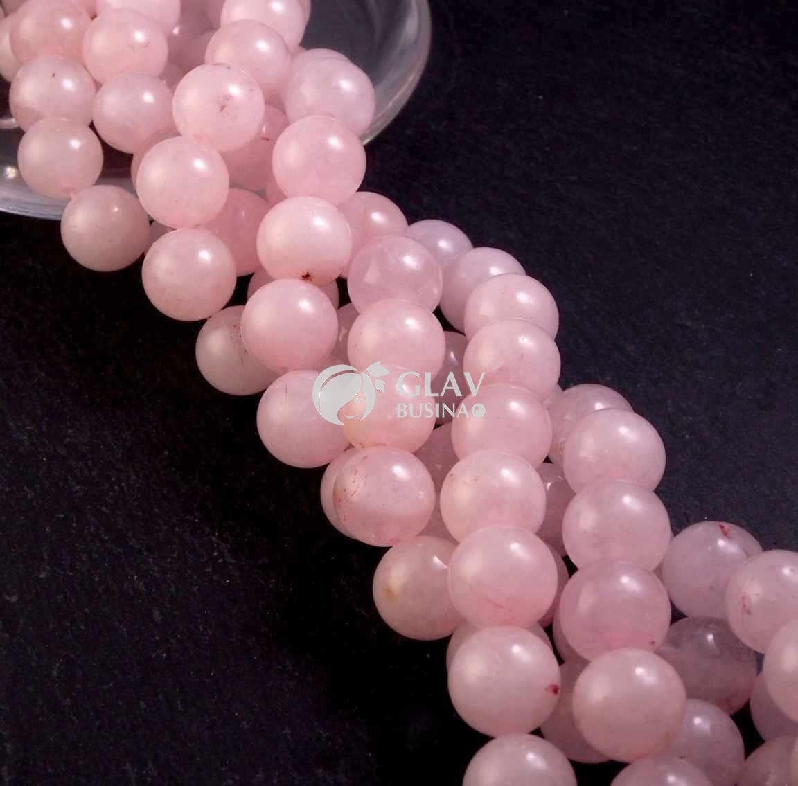 ОПТ (10 ниток) Нитка бусин бразильского розового кварца, диам. 14мм, отв-е 1.1мм, 37 см / 27 бус.