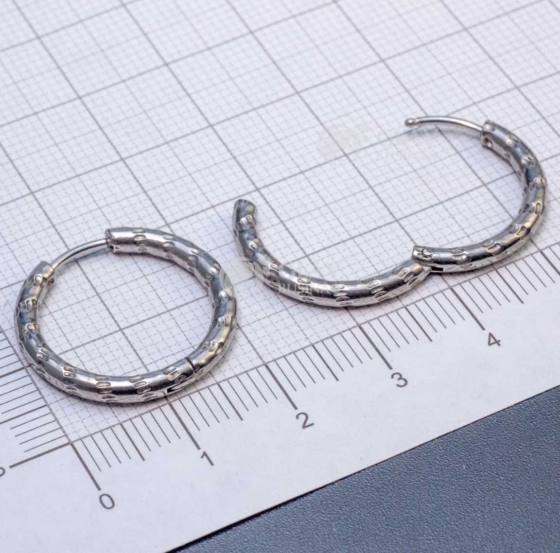 Швензы-бублики, узор-бамбук, хирургическая сталь, внутр. диам. 12мм, толщина 2.5мм.