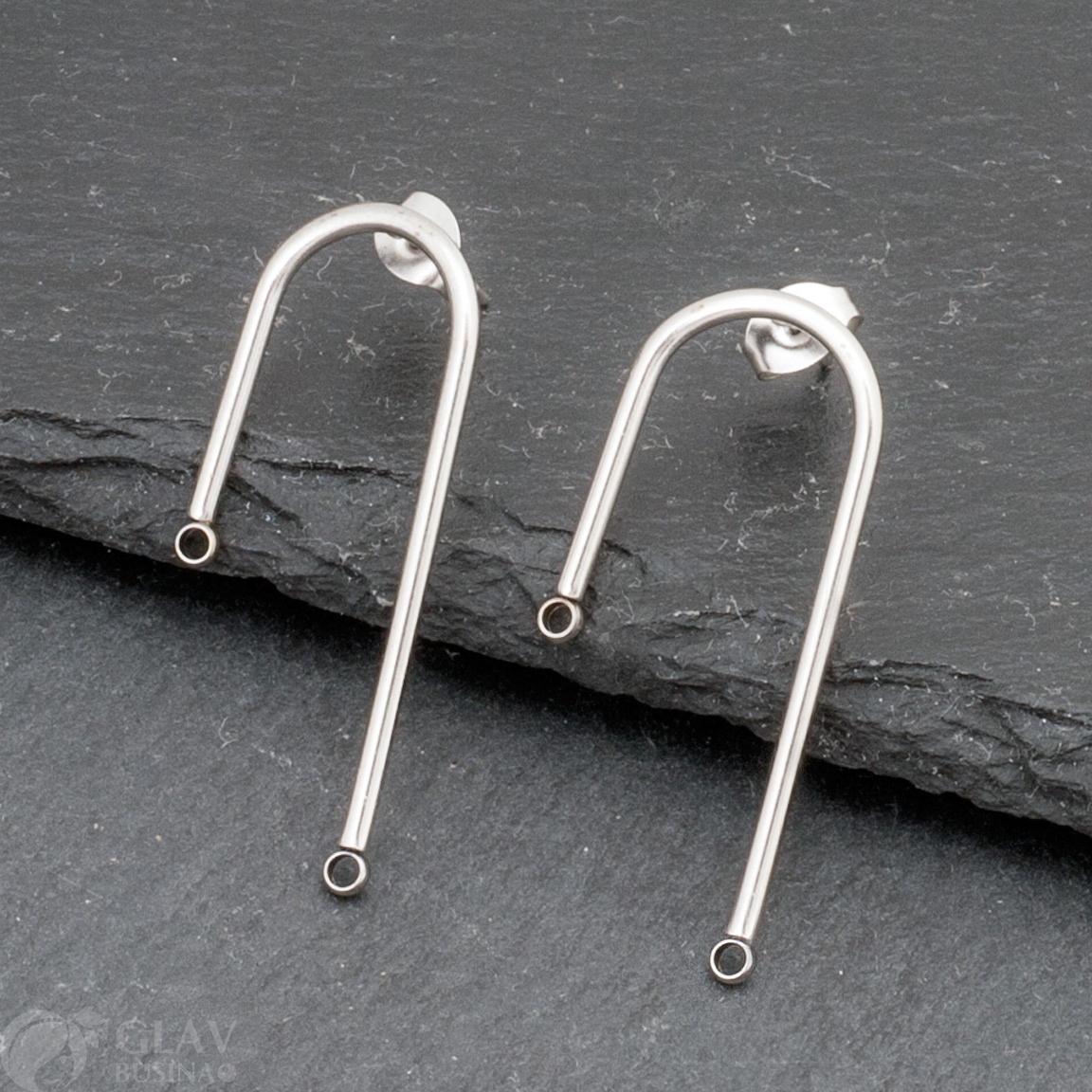 ОПТ (10 пар) Пуссеты Дуга из хирургической стали р-р 37х15х1.6мм, штифт 0.8мм, отв-я 1.2мм. с заглушками, цвет натуральный.