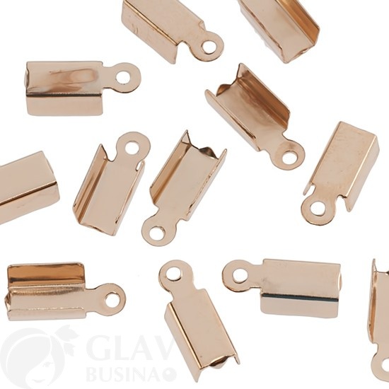 Концевики для тонких шнуров, железо, цвет русское золото, ширина 3.5мм, отверстие 1.5мм, около 50 шт.