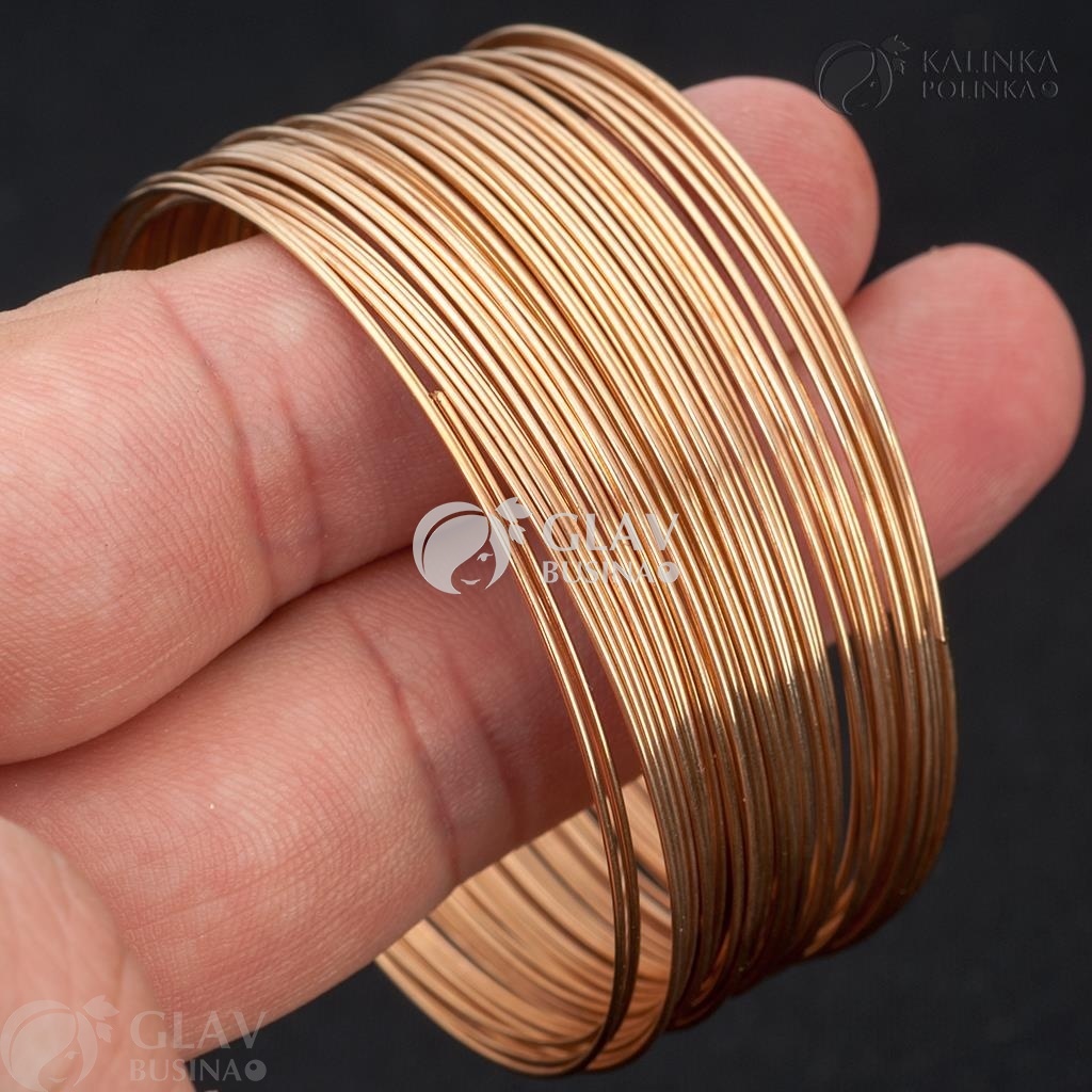ОПТ (1000 витков) Проволока с памятью для браслетов стальная, р-р 55х0.6мм, цвет русское золото.