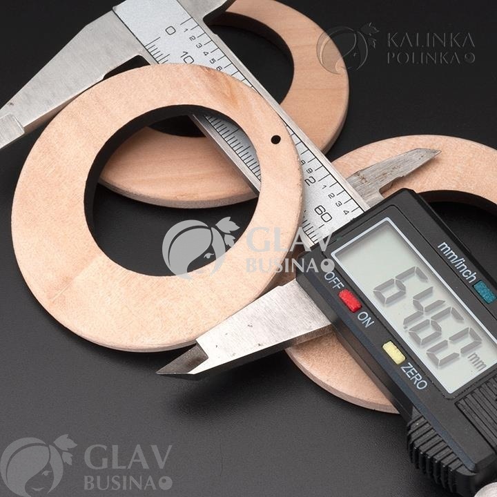 ОПТ (100 шт) Заготовки из бука с внутренним отверстием под роспись и декупаж, р-р 64х5мм, внутреннее отв-е 38мм, отв-е для крепе