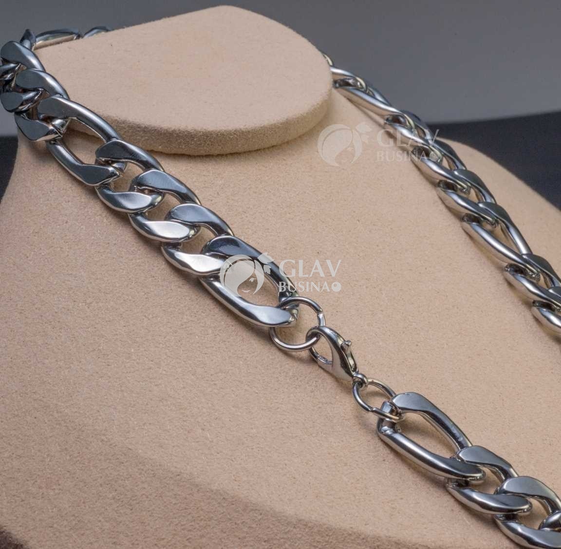 Цепочка на шею твист плоский с переменной длиной звена, р-р 16х12х3мм, замочек 14мм, долговечное гальваническое покрытие, общая длина 50см.