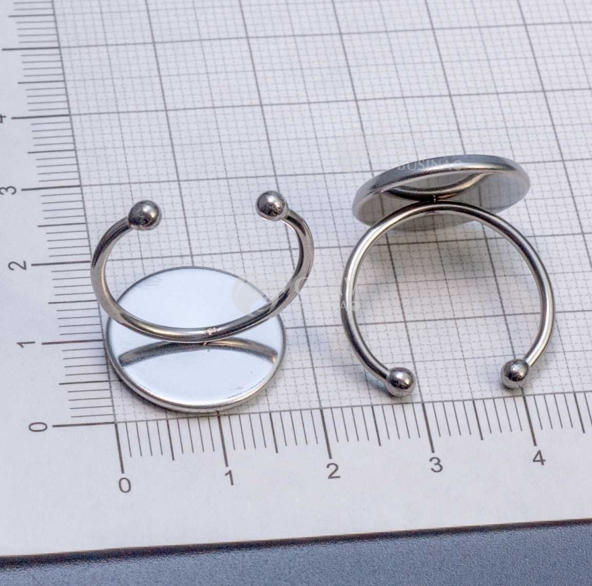 Основа кольца, универсальный размер, нержавеющая сталь, сеттинг 16 мм с бортиком.