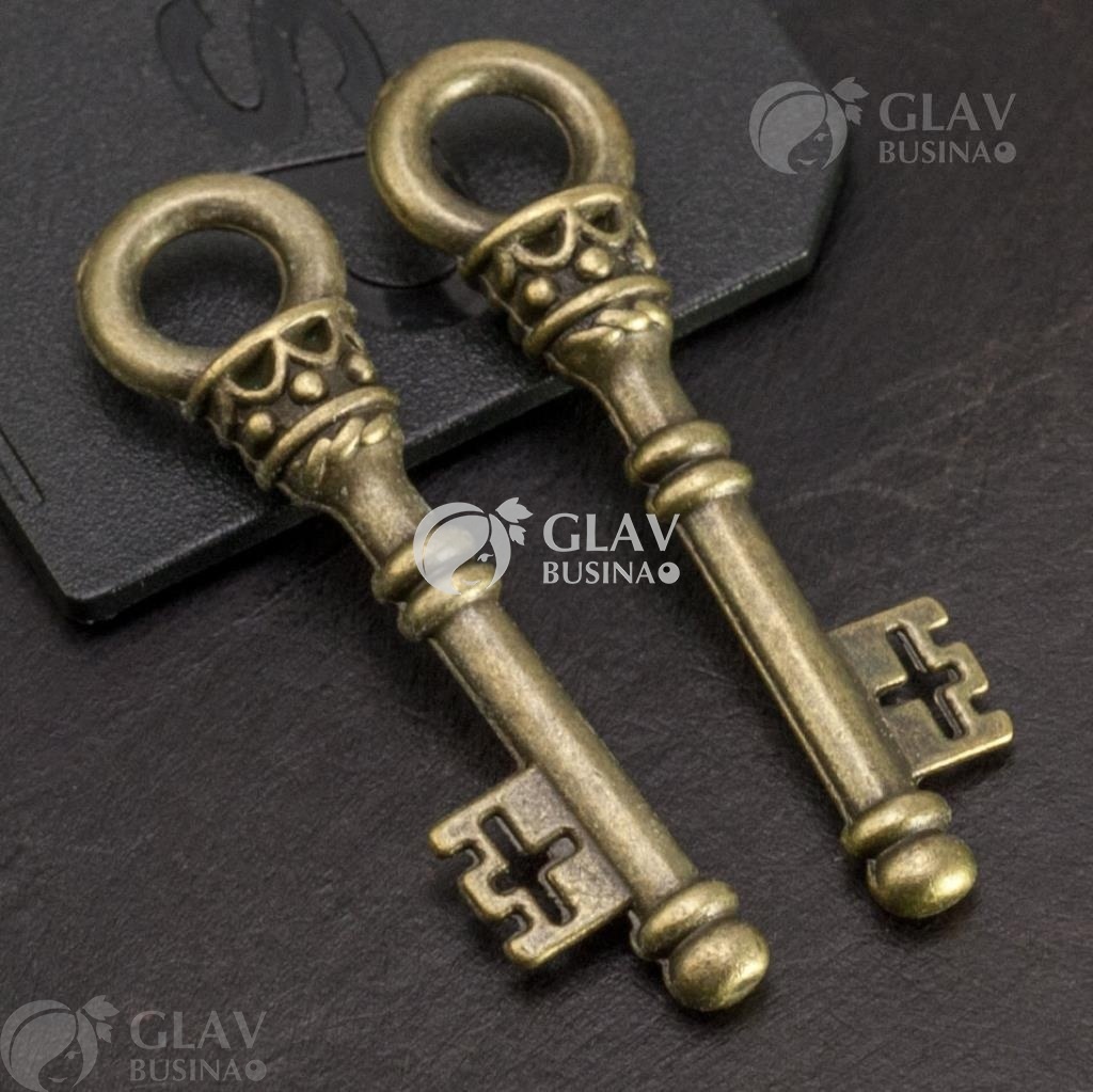 ОПТ (100 шт) Подвеска Ключик, р-р 36х9х6мм, отв-е 5мм, сплав, цвет бронза.