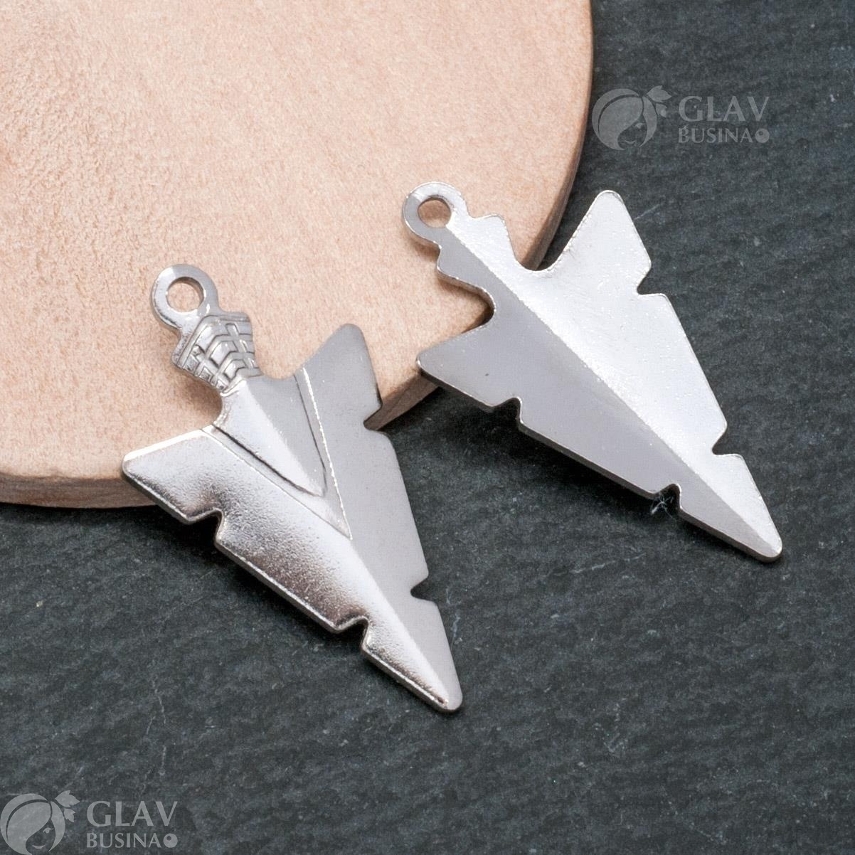 ОПТ (10 шт) Подвеска Наконечник стрелы, р-р 29х16х1мм, отв-е 1.5мм, материал - полированная хирургическая сталь.