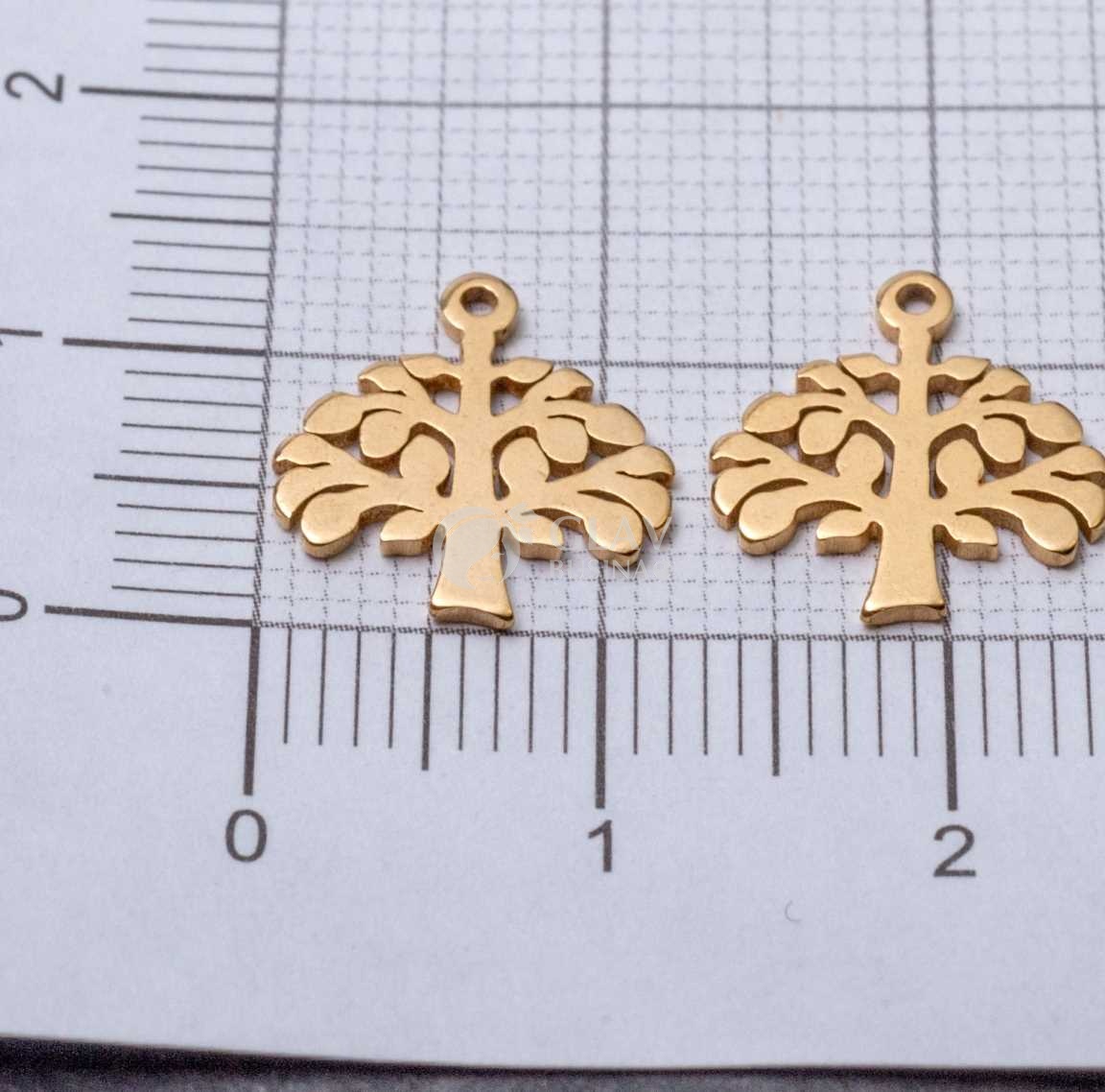 Пальма средняя, стальная подвеска, натуральная позолота 18k, р-р 13х12х0.8 мм, отв-е 1 мм.