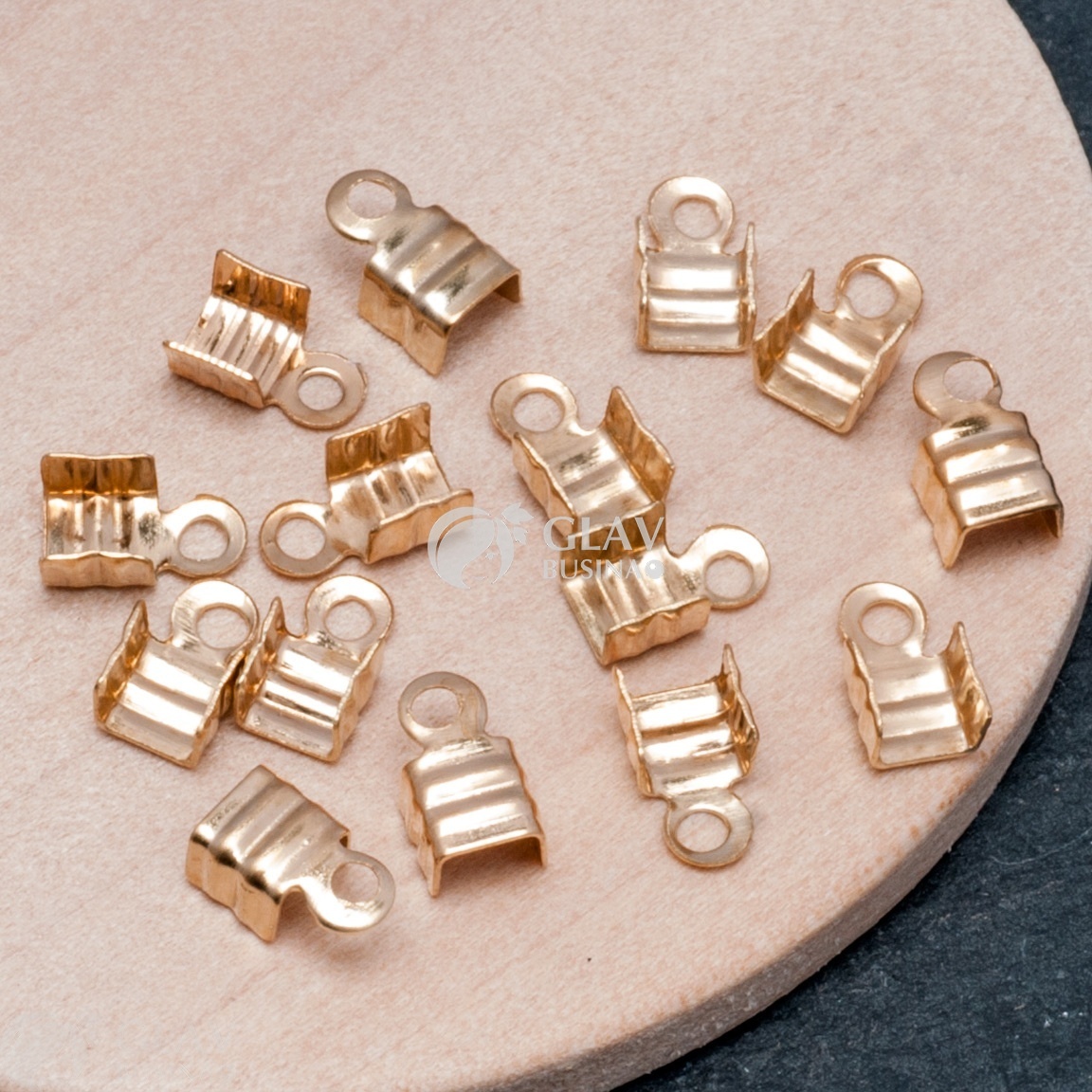 ОПТ (500 шт) Концевики для шнуров, железо, цвет золото, ширина 4мм