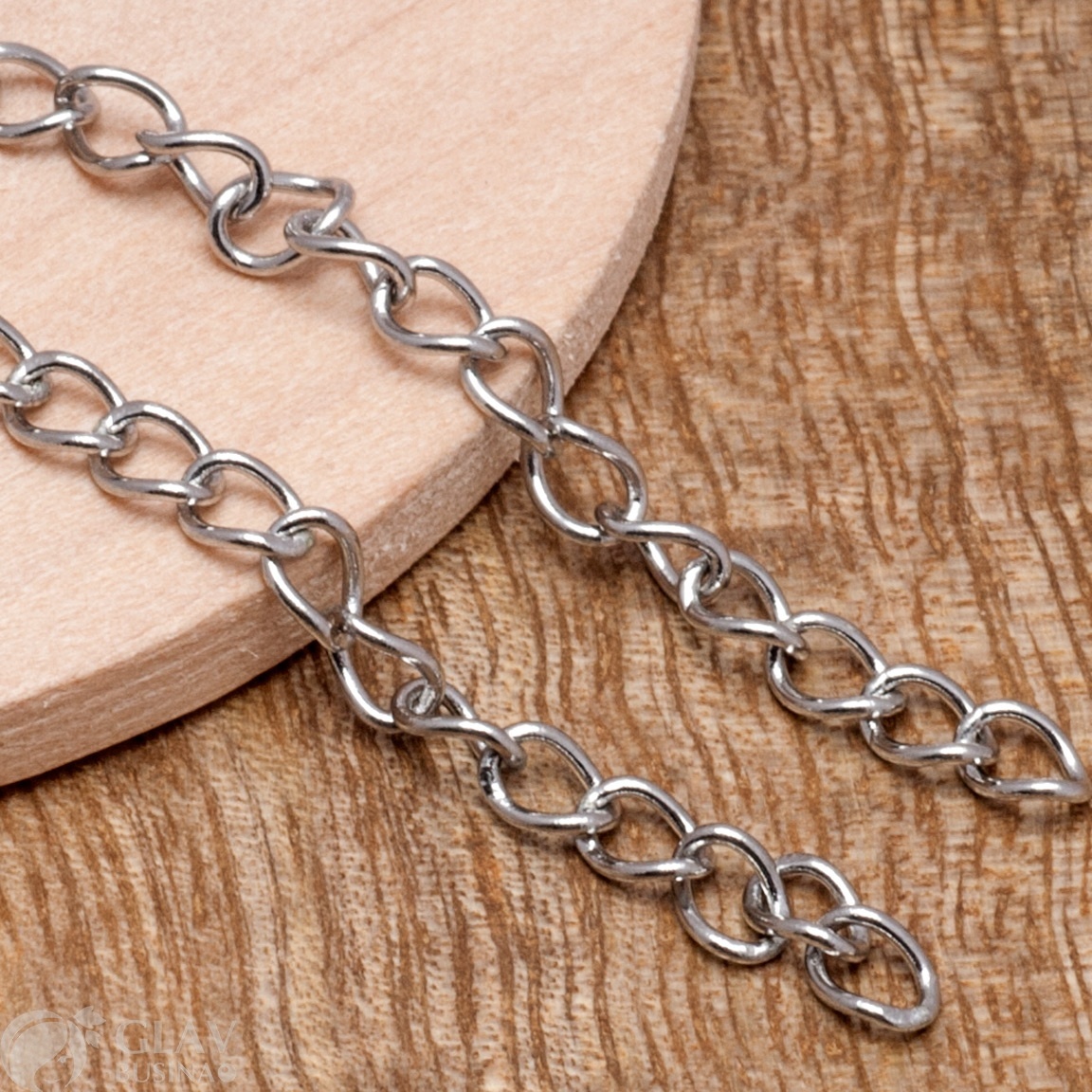 ОПТ (20 шт) Цепочка удлинительная паяная с концевиком, из хирургической стали, общая длина 5.5 см, размер звена 3.9х3х0.5мм, р-р концевика12х3.7х0.7мм, без покрытия.