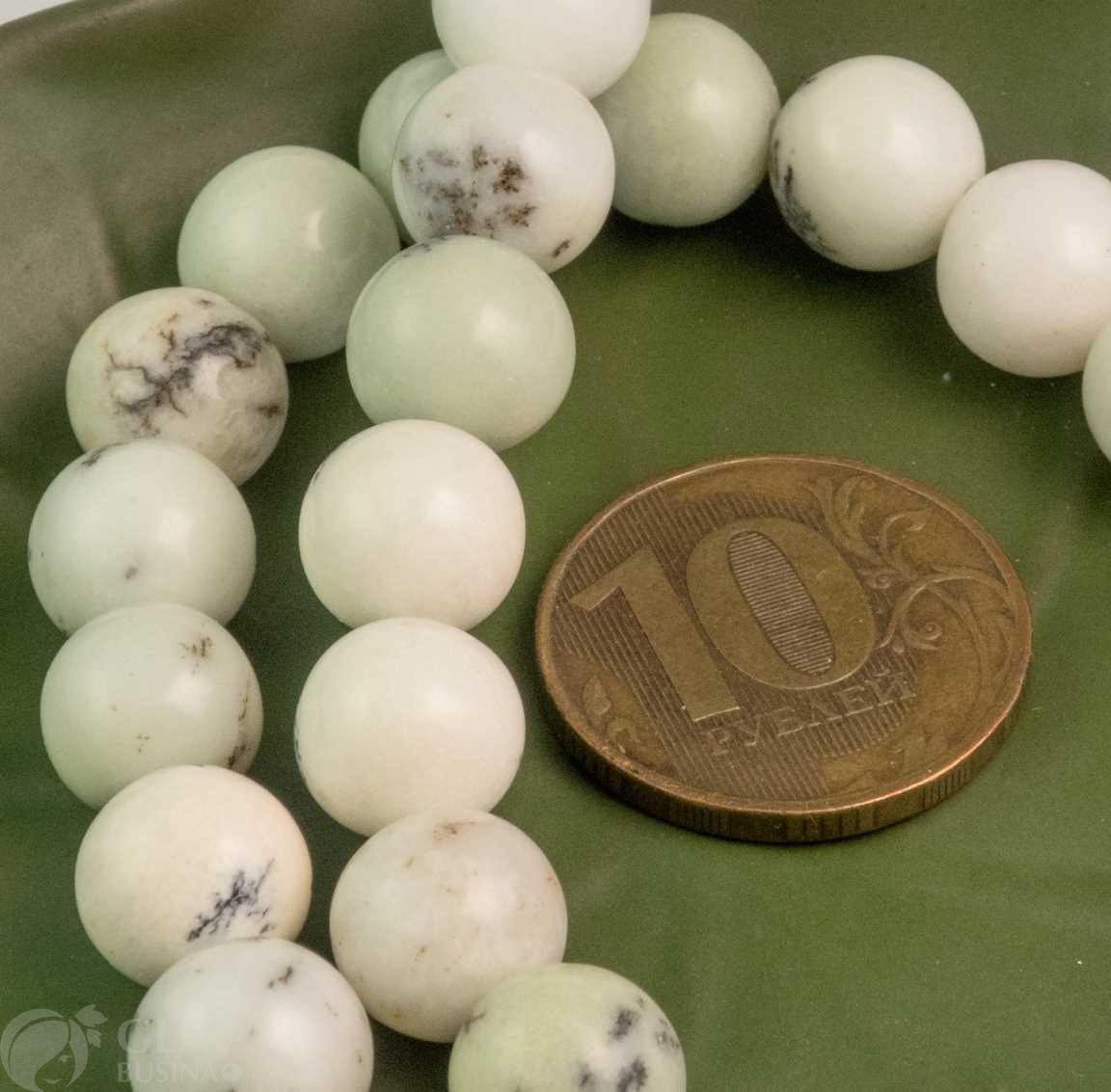 Яшма дендритная белая, круглые бусины, диам. 10мм, отв-е 1мм.