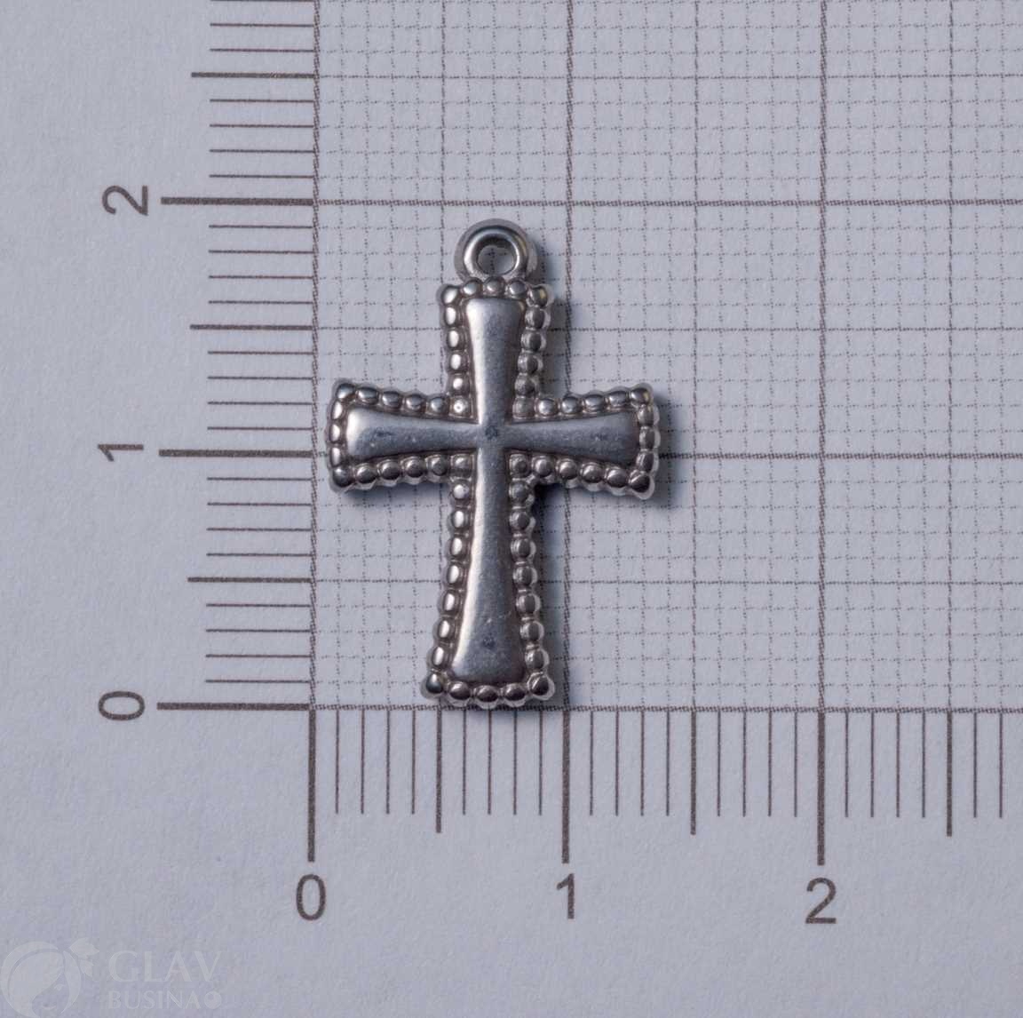 Крестик объемный, литая подвеска из хирургической стали, двусторонняя, 20х13мм, отв. 1,2мм.