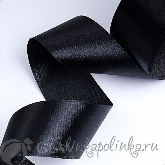 Лента атласная, цвет черный, ширина 40 мм. Цена за 1 м.