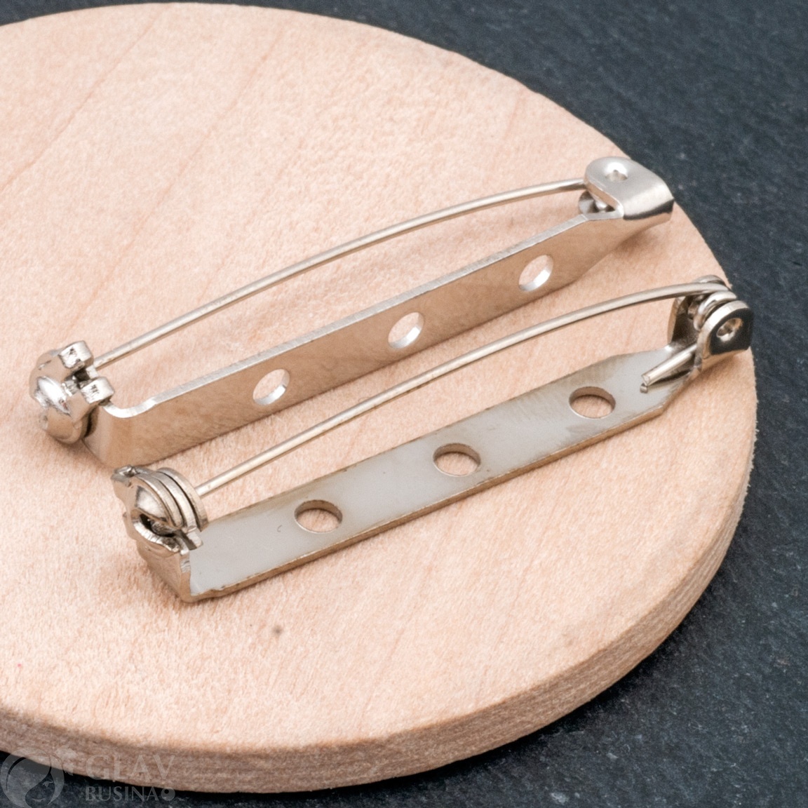 ОПТ (50 шт) Основы для брошей роторные, железные, цвет платина, 38х5х7мм.