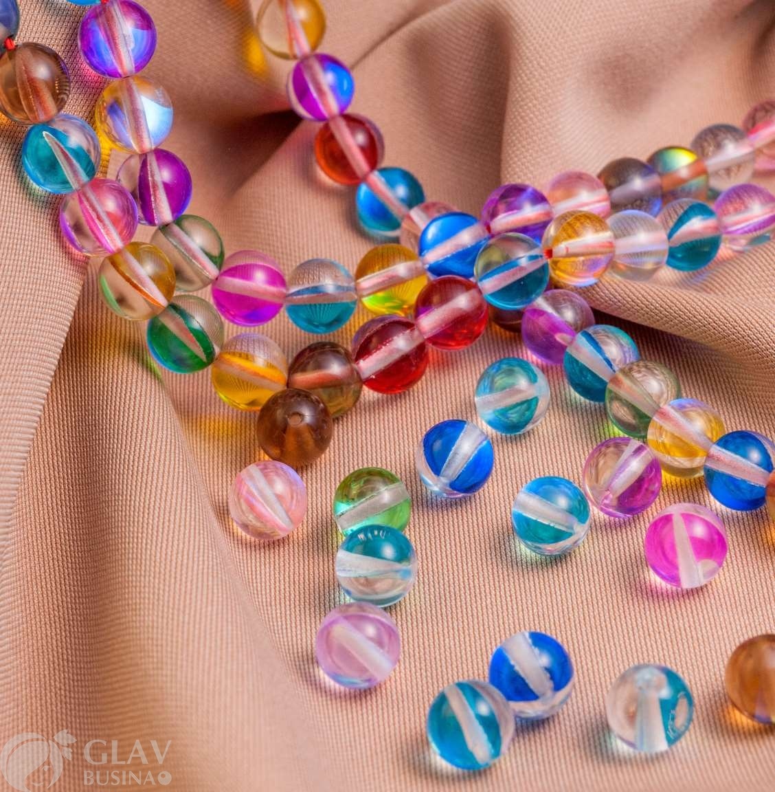 Стеклянные бусины-хамелеоны, цвет микс, стекло бесцветное прозрачное, шар 8мм, отв.1мм.