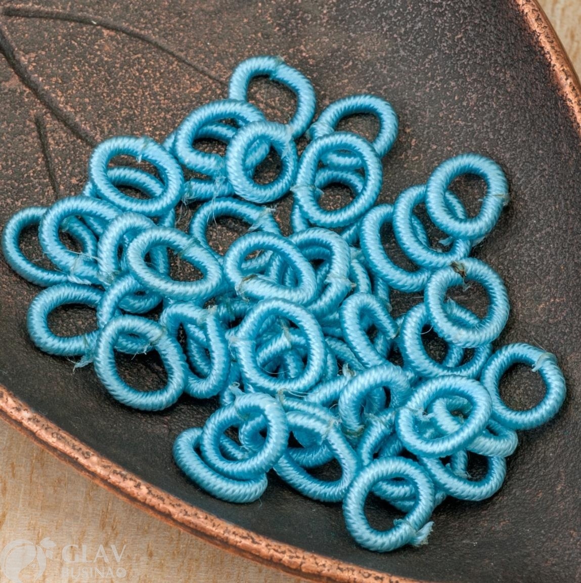 ОПТ (200 шт) Бейл-колечко (держатель для колье) из полиэстера, р-р 8х1,8мм, толщина 1,5мм, цвет аквамариновый.