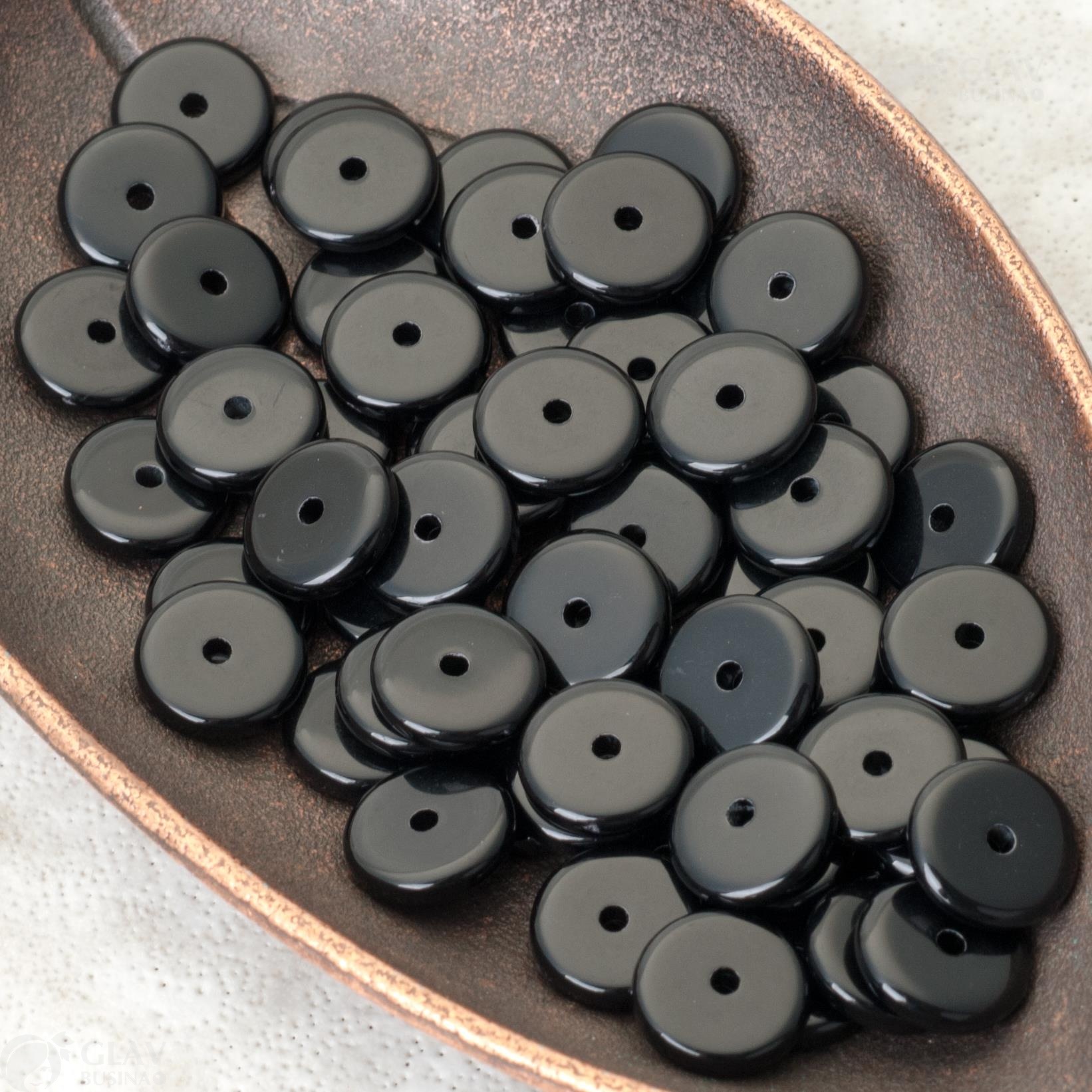 Акриловые черные разделительные бусины-рондели, размер 10x3 мм, отверстие 1.6 мм для украшений и рукоделия.