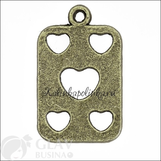 ОПТ (100 шт) Подвеска для бижутерии двусторонняя, Пятёрка червей, бижутерный сплав, цвет бронза, р-р 20х12х1мм.