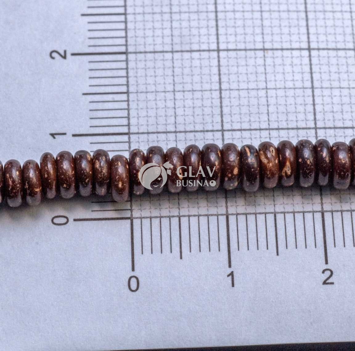 ОПТ (400 бусин) Бусины-хейши из оболочки кокосового ореха, цвет коричневый, р-р 5х2мм, отв-е 1,5мм.