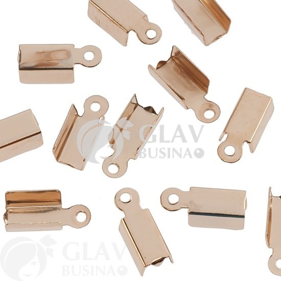 ОПТ (50 упак) Концевики для тонких шнуров, железо, цвет русское золото, ширина 3.5мм, отверстие 1.5мм, около 50 шт.