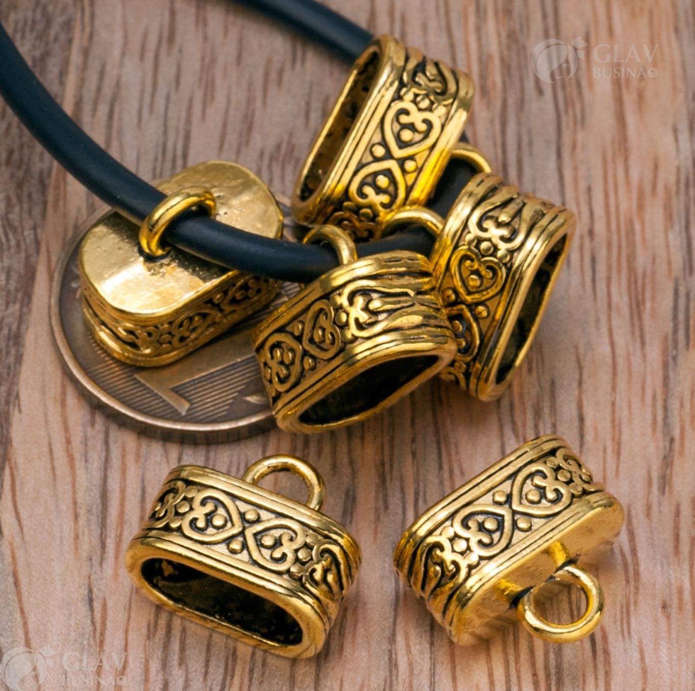 ОПТ (20 шт) Концевик под шнур 12х7мм, р-р 13х15х10мм, отв-е 3.6мм, сплав, цвет античное золото.