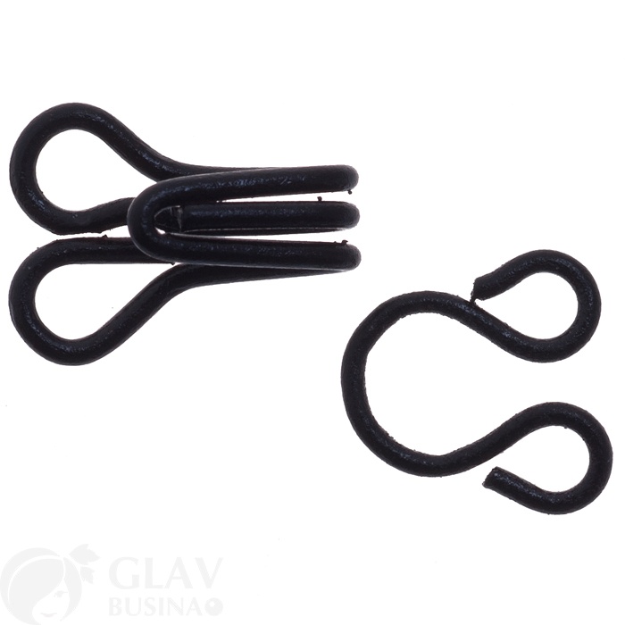 Черные пришивные крючки, размеры 8х6.8х3мм и 6.5х7х0.8мм, в комплекте 10 наборов - надежные для ремонта одежды.