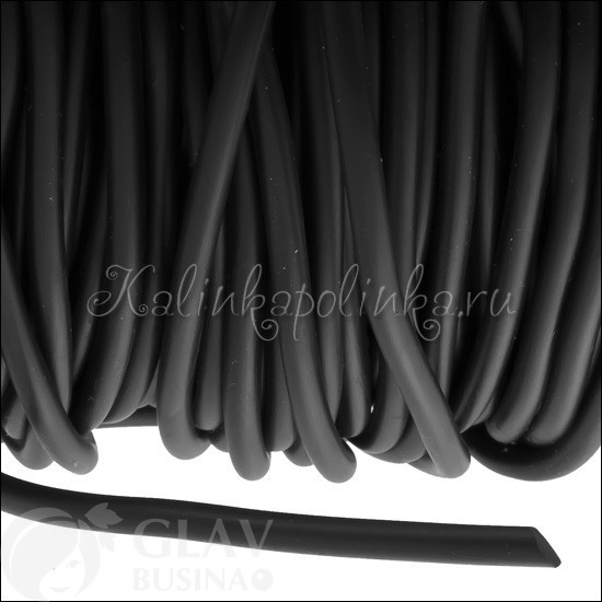 Черный матовый эластичный каучуковый шнур диаметром 2.5мм для изготовления украшений, долговечность до 2 лет, избегать света для сохранности.