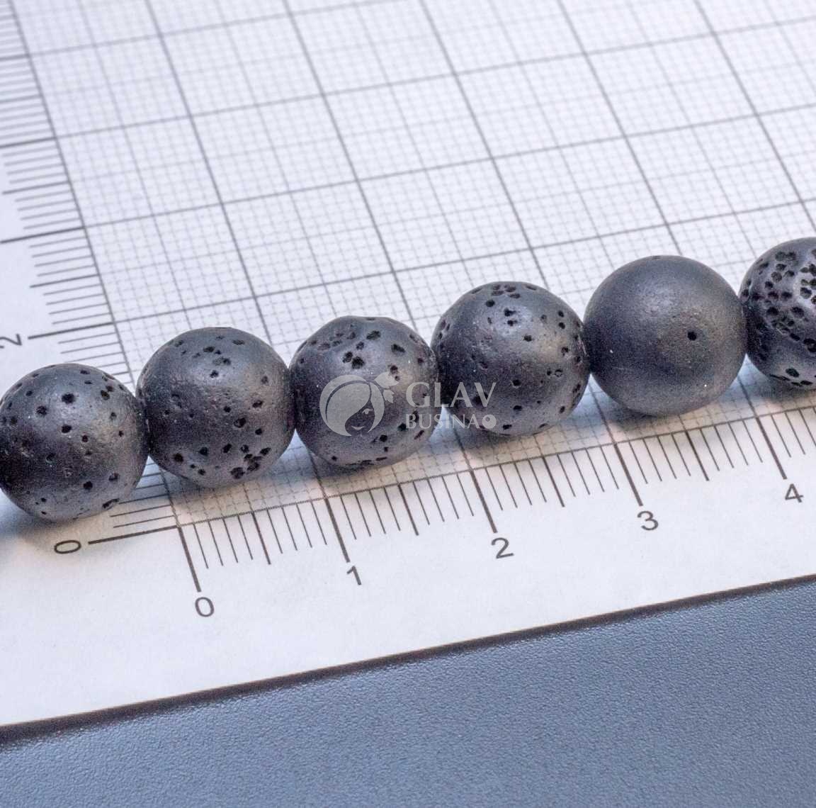 ОПТ (10 ниток) Бусины из черной лавы, шар 10мм, отв-е 1мм, 37 бусин, малое количество пор.