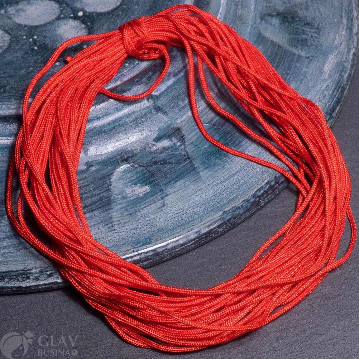 ОПТ (100 метров) Шнур с мерцающим блеском, алый, для  изготовления и плетения украшений, полиэстровый, толщина 1.5 мм.