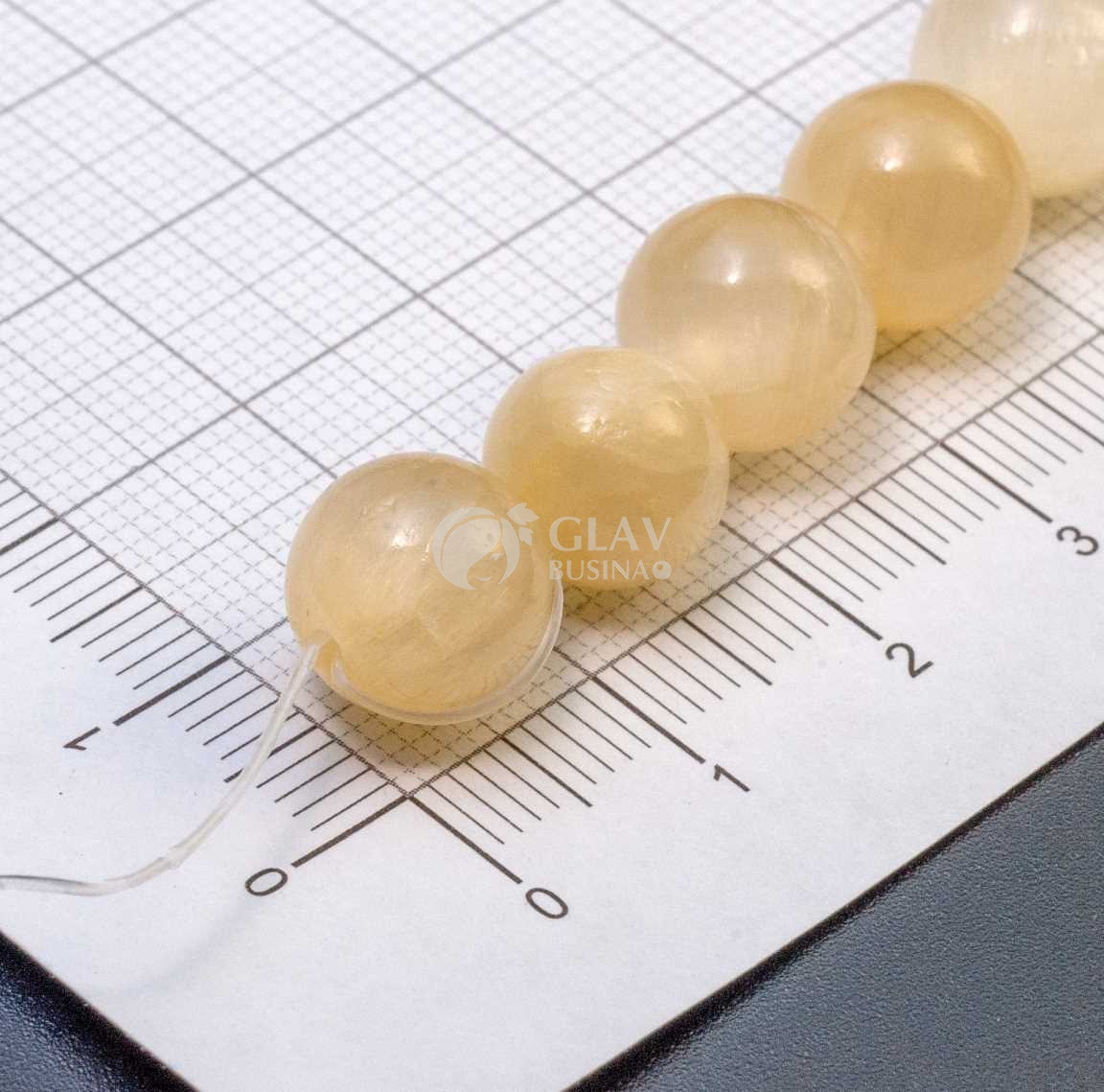 ОПТ (100 бусин) Шелковый нефрит, бусина-шар, диам. 10мм, отв-е 1мм, цвет желтый.