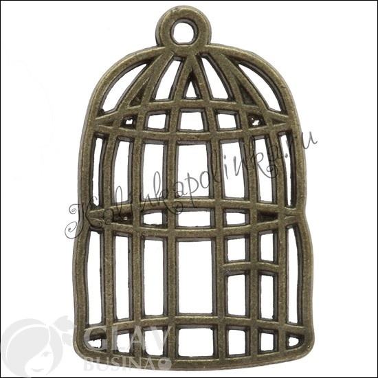 ОПТ (20 шт) Подвеска Птичья клетка, литьё, цвет бронза, р-р 26х17х2мм, отв-е 2мм.