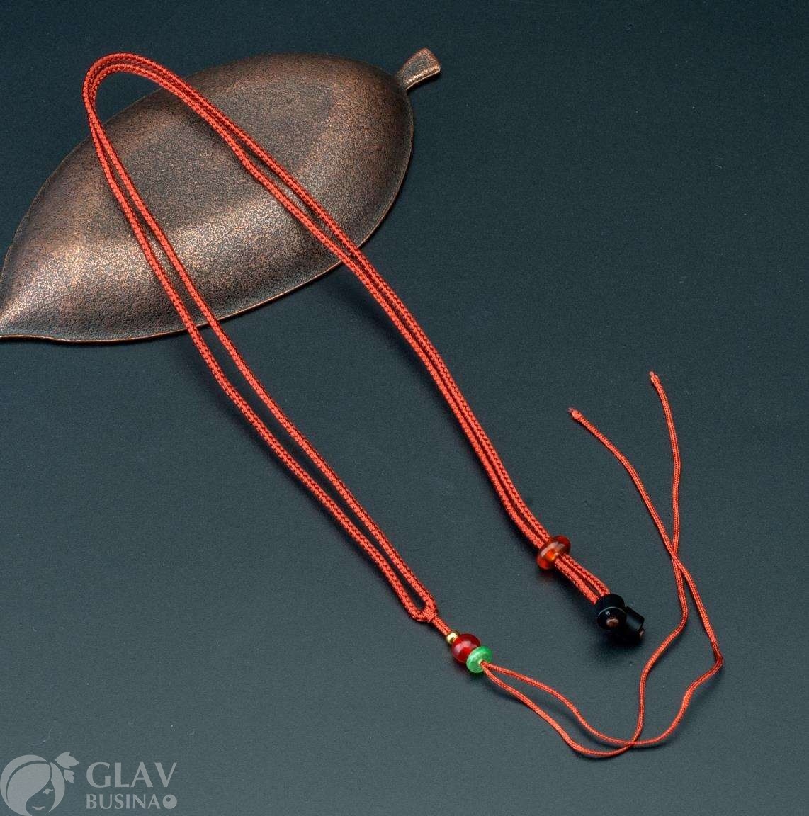 Основа для колье из светло-коричневого полиэстрового шнура, шнур 2мм х 66см, с акриловой стопперной бусиной-рондель 8х4мм и бейлом-ниточкой с бусинками.