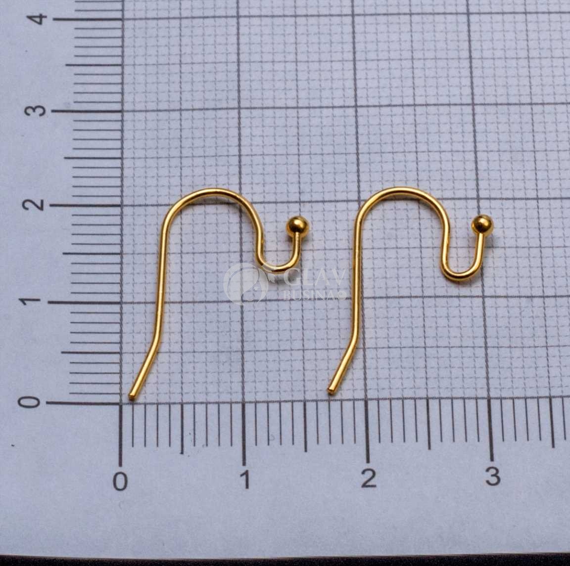 Швензы-крючки, р-р 21х6х1мм, натуральная позолота 18K, диам шарика 2мм, долговечные, хирургическая сталь.