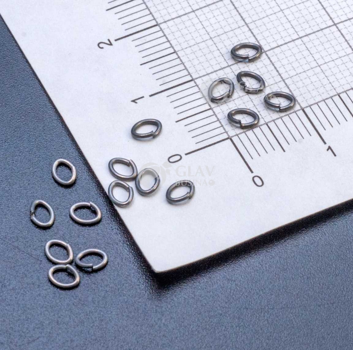 Колечки соединительные, стальньные, цвет темный металл, р-р 4х3х0.6 мм.