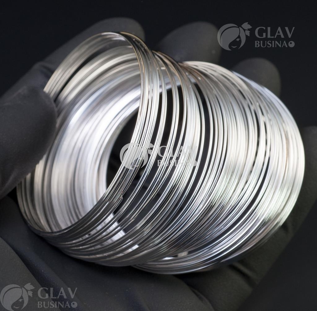 ОПТ (500 витков) Проволока с памятью для браслетов стальная, р-р 55х0.6мм, цвет серебро.