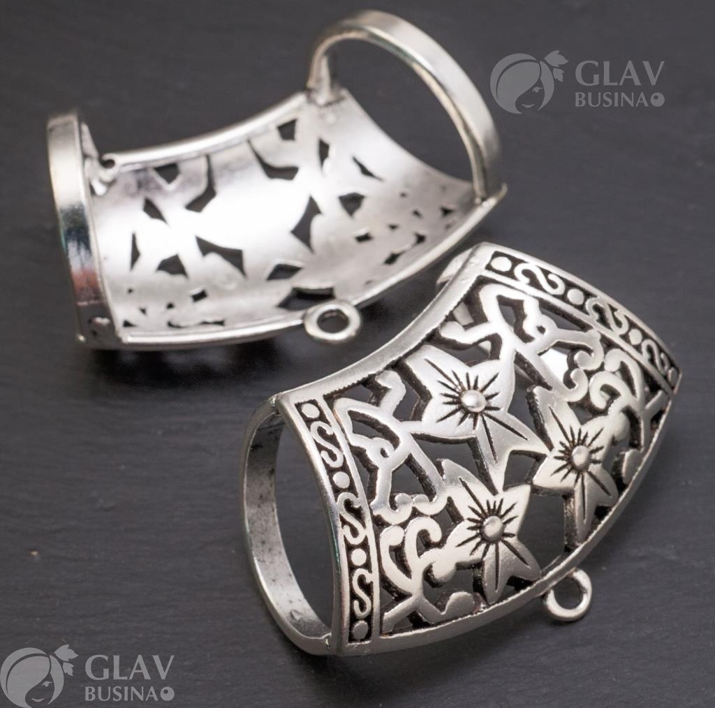 ОПТ (10 шт) Бейл для шарфа, р-р 44х32х21мм, отв-я 20х17 и 2.3 мм, сплав, цвет чернёное серебро.