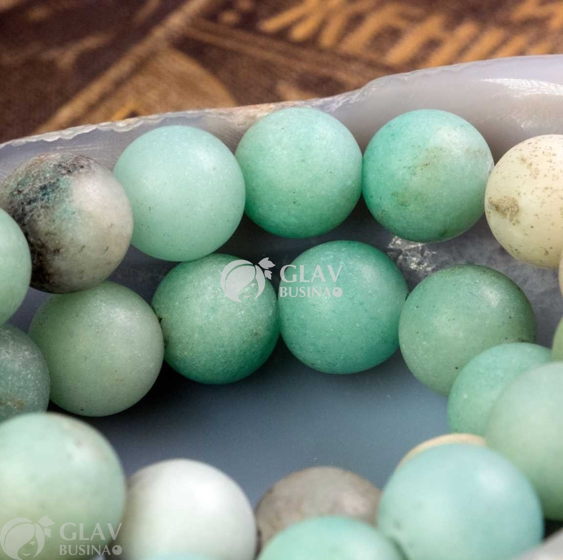 ОПТ (20 бусин) Бусины амазонита с отверстием 2.5мм, матовые диам. 10мм.
