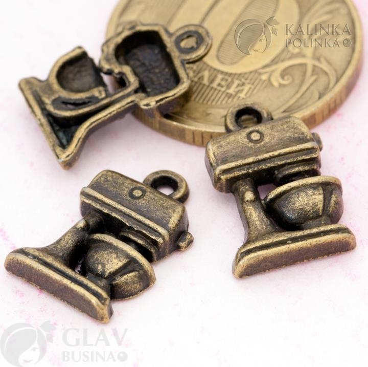 ОПТ (100 шт) Подвеска односторонняя Миксер, бижутерный сплав, цвет бронза, р-р 16х11х3мм, отв-е 1.5мм.