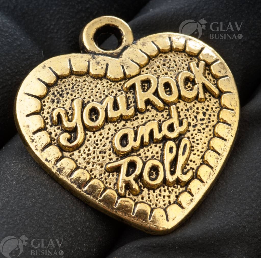 Подвеска You rock and roll, р-р 31х29мм, отв-е 2.7мм, цвет золото с чернением.