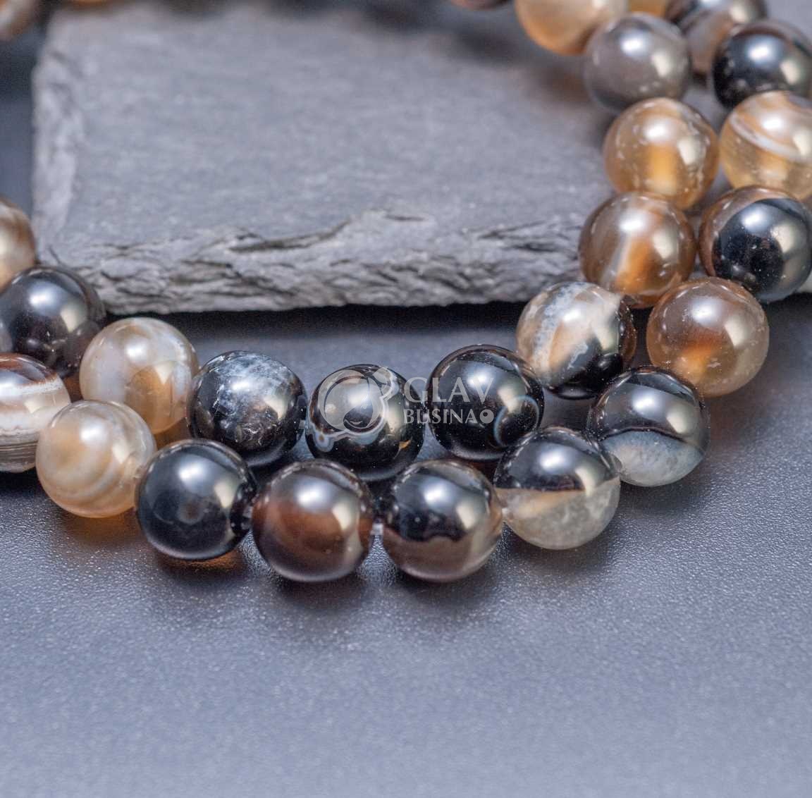 Нитка бусин из черного агата, диам. 8мм, отв-е 0,7мм, длина 37 см / 48 бусин