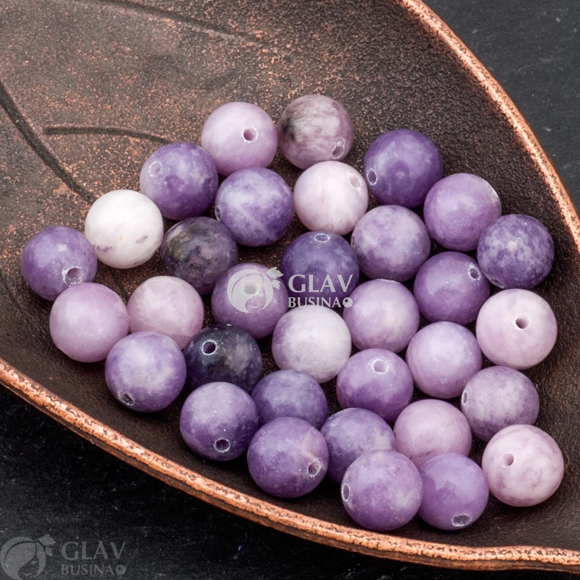 ОПТ (50 бусин) Лепидолит натуральный, бусина, 8.8мм, отв 1мм, не облагорожен.