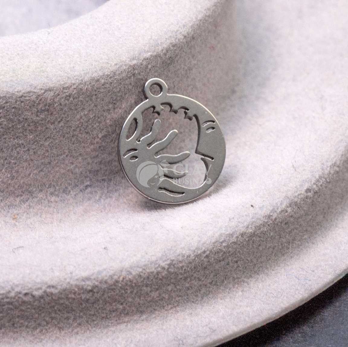 Луна солнце и звезды, стальная подвеска, р-р 12х10х0.8 мм, отв-е 1 мм.