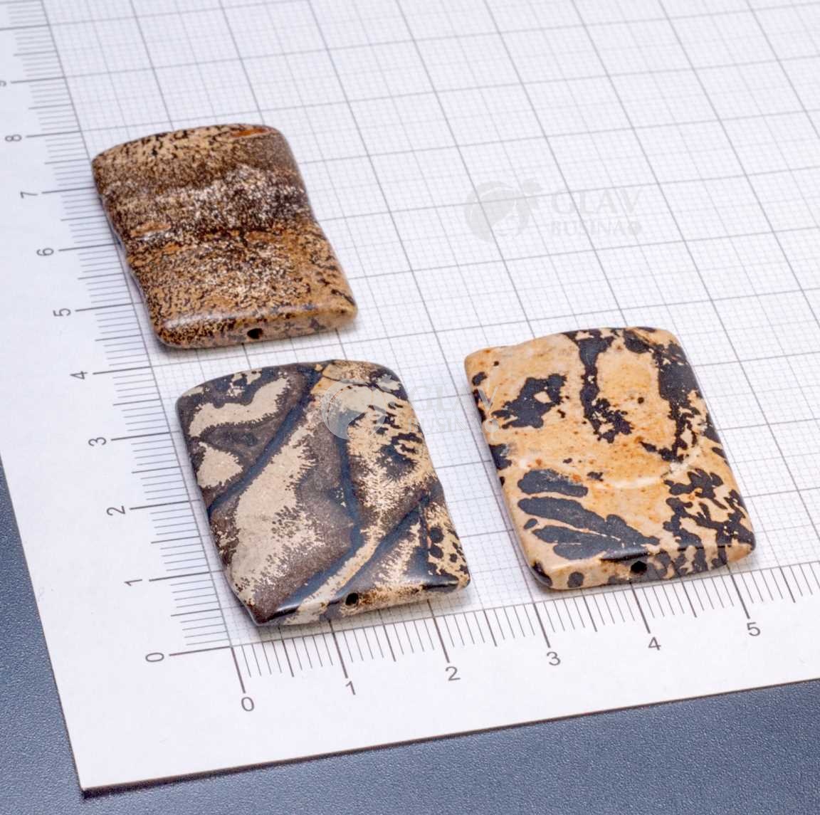 Пейзажная яшма, р-р ок. 33х21х5мм, отв. 1мм, гладкие полуматовые бусины плоские тонкие прямоугольники.